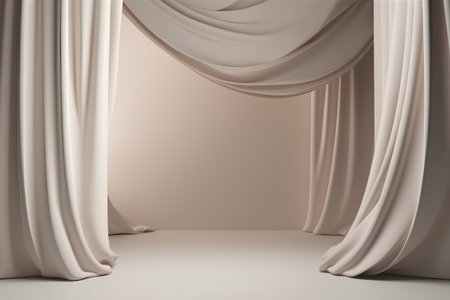 Curtain and empty room, 3d rendering. Computer digital drawing.の素材