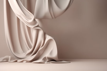 Curtain of silk on the floor. 3d render illustration.の素材