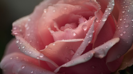 close up of pink rose with water drops on petals, shallow depth of fieldの素材