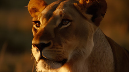 Lioness in the sunset light, Kruger National Park, South Africaの素材