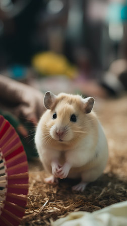 Hamster in a cage at a pet shop, vintage color toneの素材