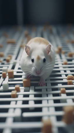 Hamster on the chess board. The concept of the game.の素材