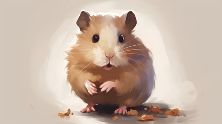 Hamster eating hazelnuts. Vector illustration of hamster.の素材
