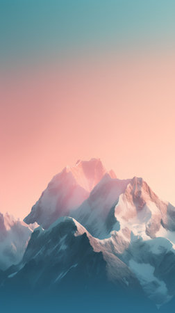 Snowy mountains at sunset. 3D Rendering and Illustration.の素材