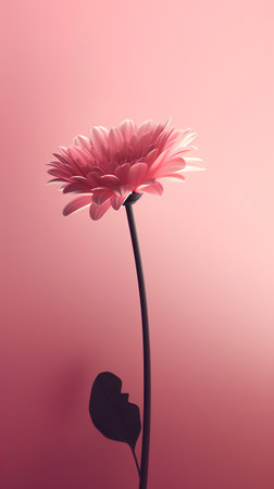 Pink gerbera flower on a pink background. Vector illustration.の素材