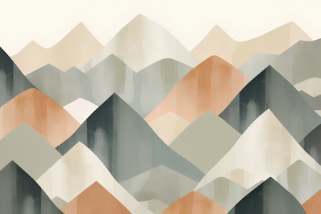 Seamless pattern with mountains in pastel colors. Hand-drawn illustration.の素材