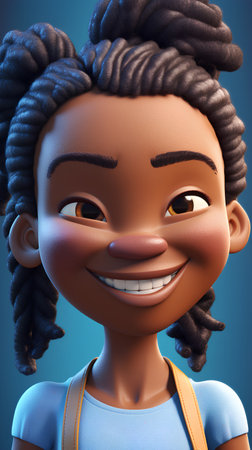 Smiling african american girl with dreadlocks. 3d illustrationの素材