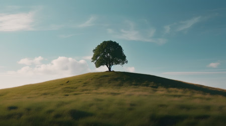 Lonely tree on a hill in the summer. Nature composition.の素材
