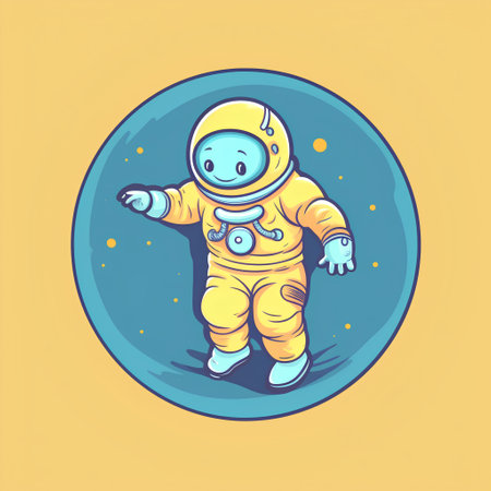 Astronaut in space. Vector illustration on a yellow background.の素材