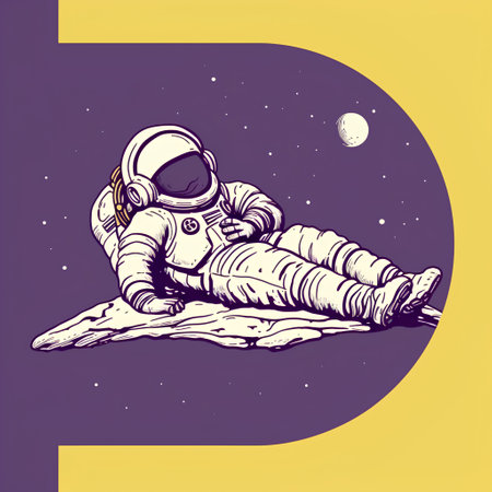 Astronaut on the moon. Vector illustration in retro style.の素材