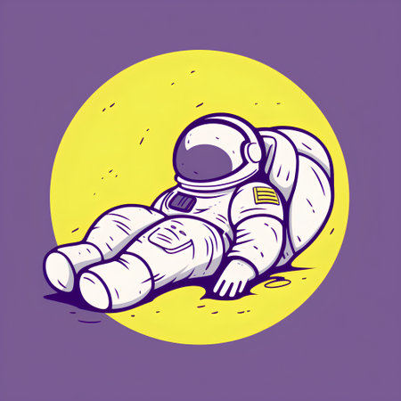 Astronaut in outer space. Vector illustration in cartoon style.の素材