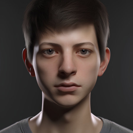 portrait of a young man on a dark background. close-upの素材