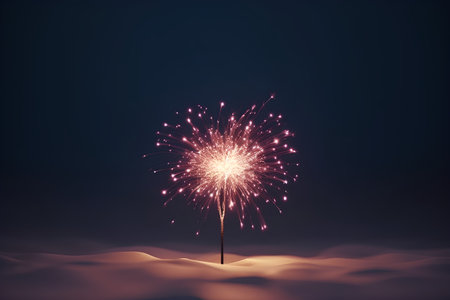 Illustration of a fireworks display in the desert with space for textの素材