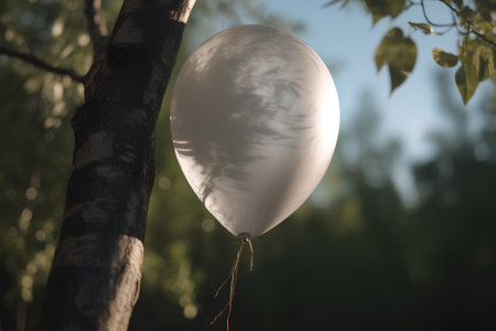 White balloon on a tree. 3D illustration. Vintage style.の素材