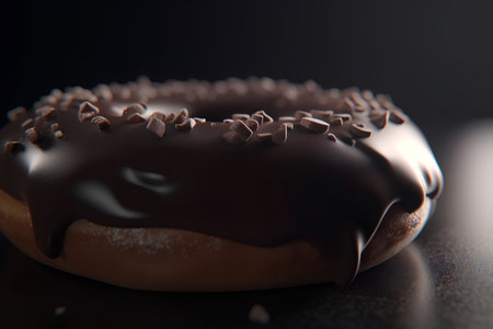 Chocolate donut on a dark background. 3d rendering.の素材