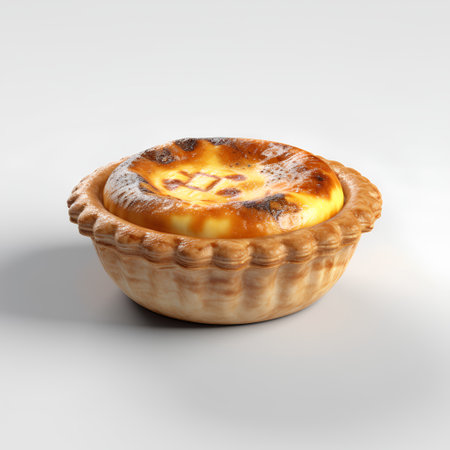 Egg tart on a white background. 3D illustration. Vintage style.の素材