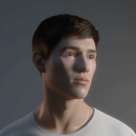Portrait of a young handsome man on a gray background. 3d renderingの素材
