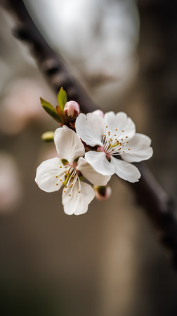 Apricot blossom in spring time, macro shot, shallow depth of fieldの素材