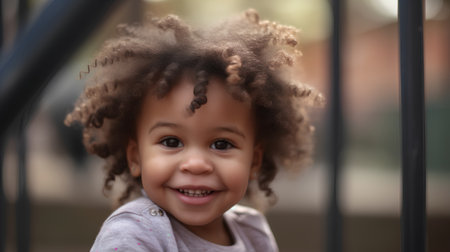 Portrait of a cute african american little girl with curly hairの素材