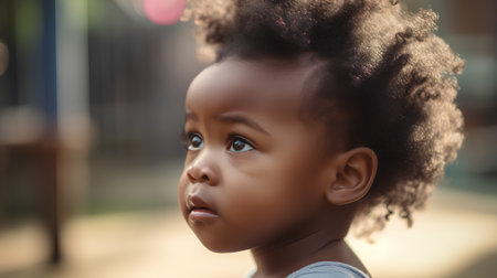 Portrait of a cute little african american girl with curly hairの素材