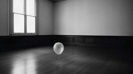 3d rendering of empty room with a balloon on the floor.の素材