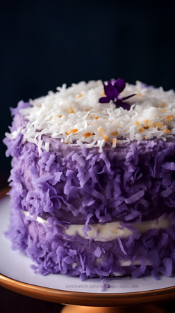 Purple Cabbage Cake on a Dark Background. Selective focus.の素材