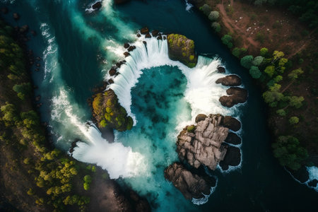 Aerial view of Victoria Falls in Zambezi River, Zimbabweの素材
