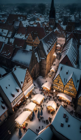 Christmas market in the old town of Rothenburg ob der Tauber, Germanyの素材