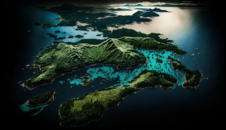 Aerial view of the island of Haiti. 3D Renderingの素材