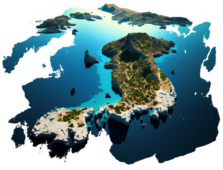 Aerial view of the island of St Kitts and Nevis in the Atlantic Ocean. 3D Renderingの素材