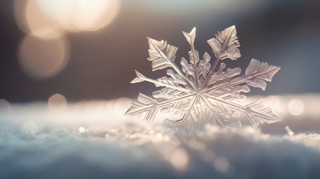 Snowflake on bokeh background. Christmas and New Year conceptの素材