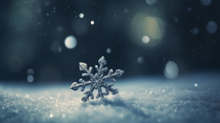 Snowflake on snow with bokeh background. 3d renderingの素材
