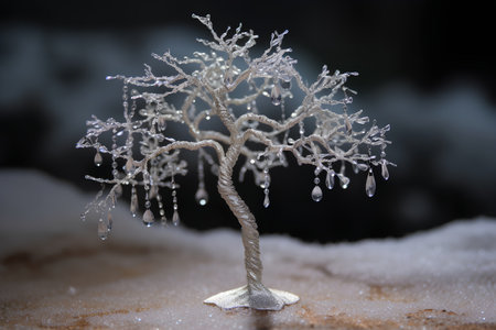 Frosty tree in the winter forest. 3D illustration.の素材