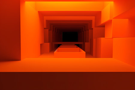 Abstract 3d render of empty room interior. Geometric background.の素材