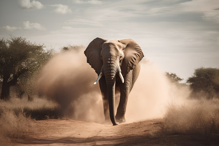 Elephant in the savannah of Namibia, Africa. Toned.の素材