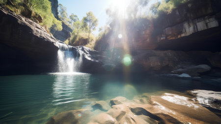 Waterfall in the gorge of the Kings Canyon in Northern Territory, Australiaの素材
