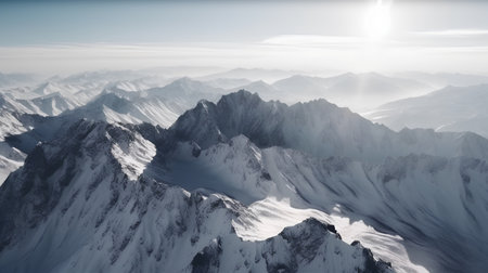 Snowy mountains in the clouds. Caucasus, Dombay.の素材