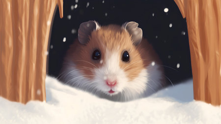 Hamster in winter. Vector illustration of a cute hamster.の素材