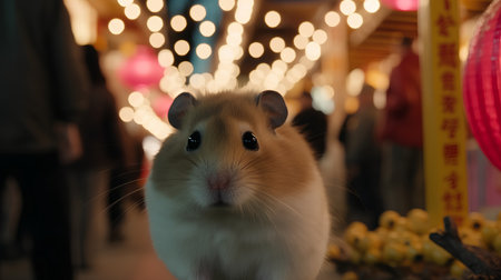 Hamster in the Chinese New Year's Day. (selective focus)の素材