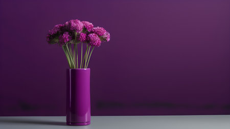Purple bouquet of flowers in purple vase. 3d renderingの素材
