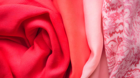 Background texture, pattern. Silk fabric is pink and red. It is photographed in the studio.の素材