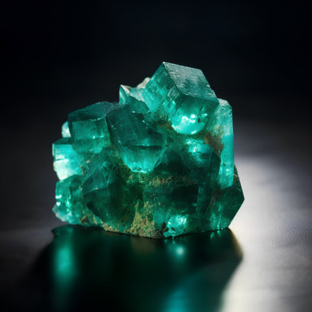 Aquamarine on a black background. Green tourmaline.の素材