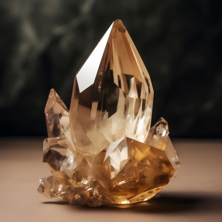 Piece of gold quartz on a dark background. 3d renderingの素材
