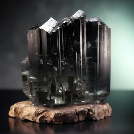 Natural gemstone with crystals on a dark background. Macro shooting.の素材