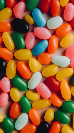 Colorful candies background. Top view. Flat lay. Jelly beans.の素材