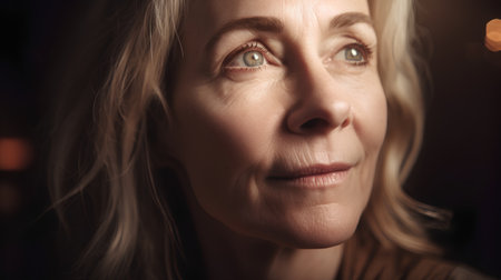 Portrait of a beautiful middle-aged woman looking at the cameraの素材