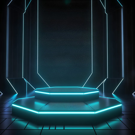 Neon abstract background, empty scene. 3d rendering, 3d illustration.の素材