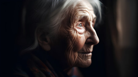 Portrait of an elderly woman. Portrait of a beautiful old woman.の素材