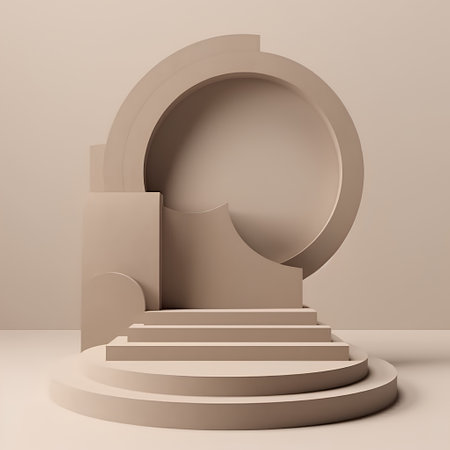 Abstract minimal scene with round podium. 3d render background design.の素材