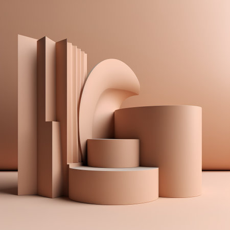 Abstract minimal scene with geometrical forms. 3d render background.の素材